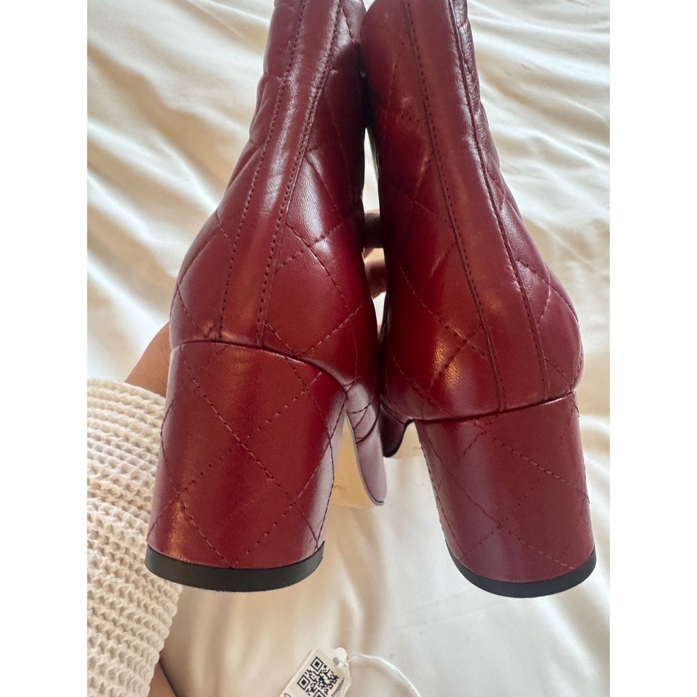 Russell Bromley Burgundy Quilted Leather Pointed Block Heel Ankle Boots Size 7 - Picture 4 of 10